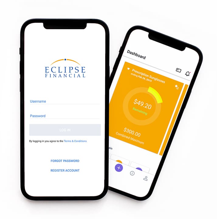 Two smartphones showing the Eclipse Financial App