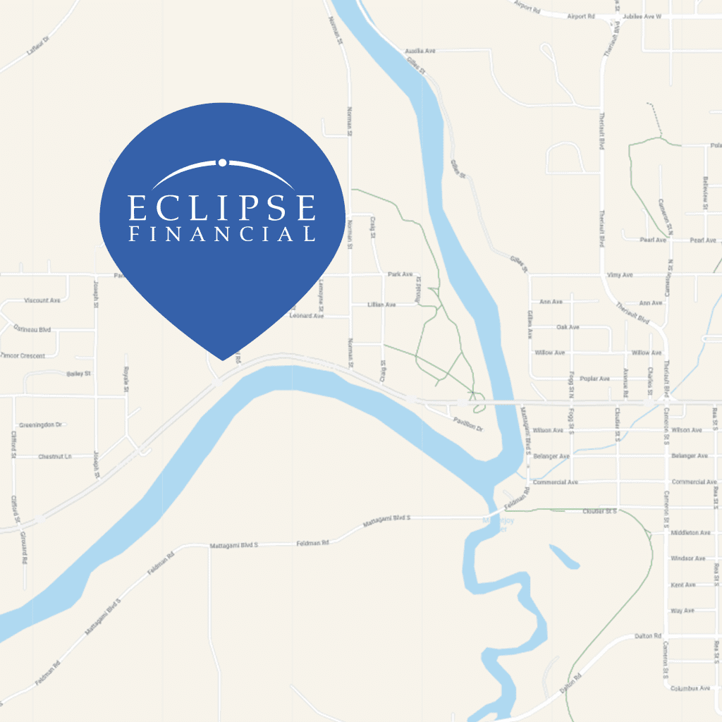 Map of Timmins Ontario with Eclipse office location noted.